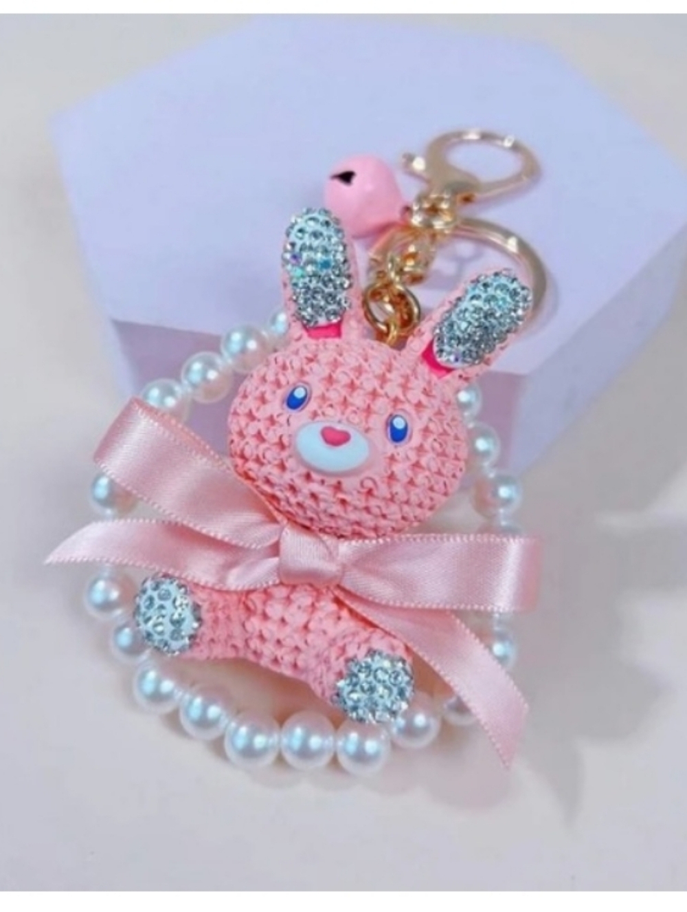Rhinestone and Faux Pearl Rabbit Charm